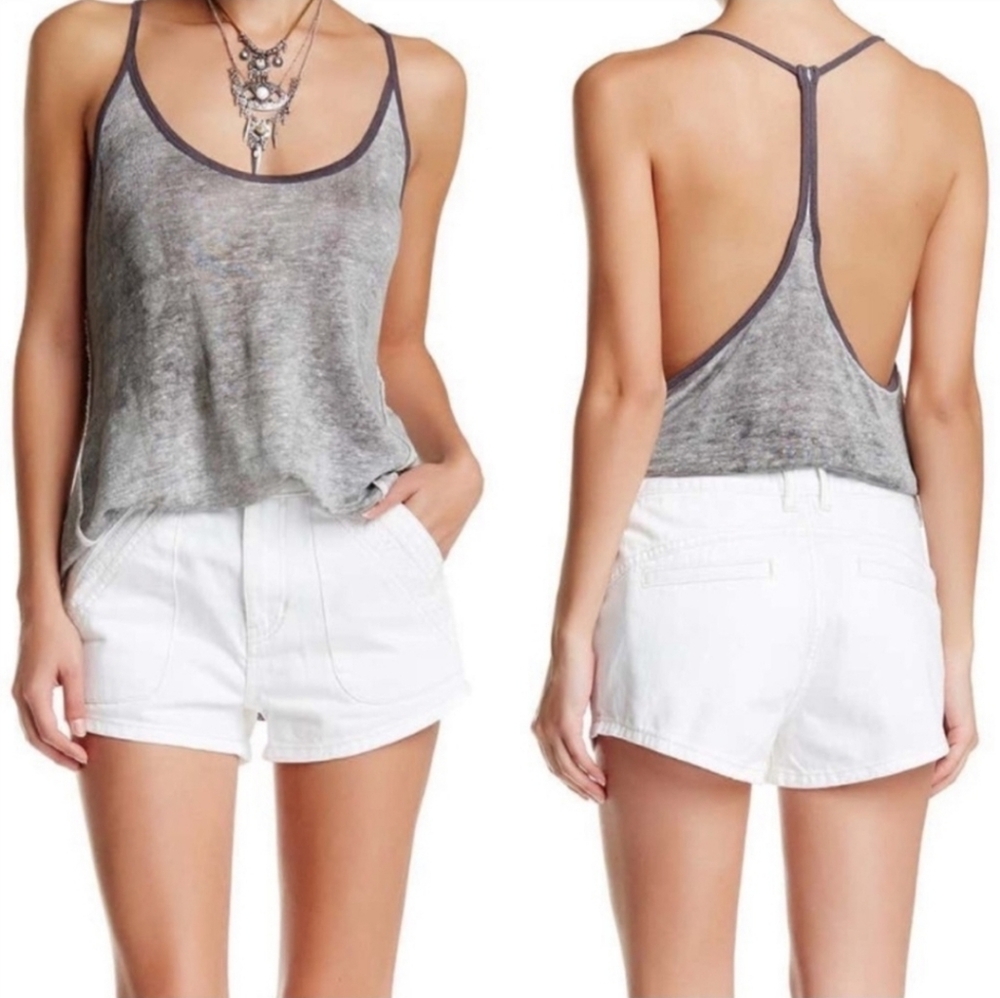 Free People Sweet Surrender White Lace Trim Denim Shorts Size 27 $88 NWT